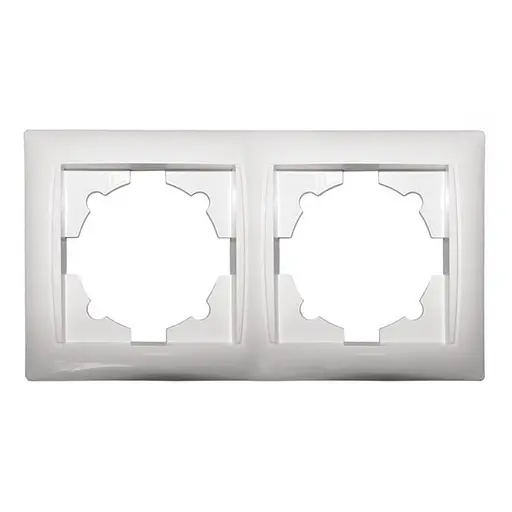 Рамка для розеток и выключателей 2 гнезда горизонтальная Primera белая 3022 LUXEL - фото 1