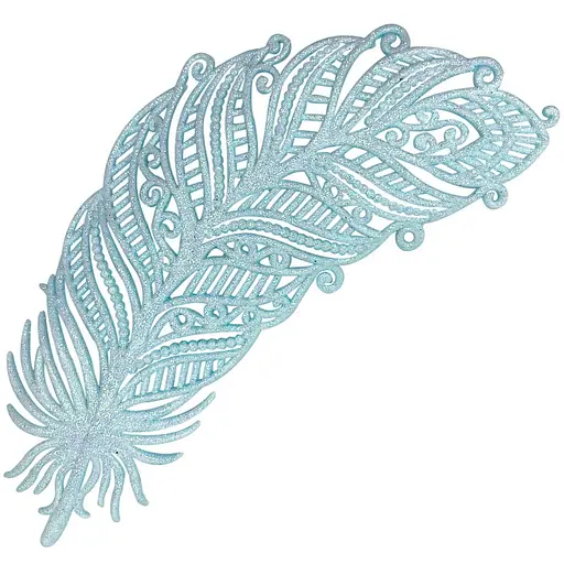 Елочная игрушка MIS LT Перо 7,5х15,5Х1,5 см голубой - фото 1