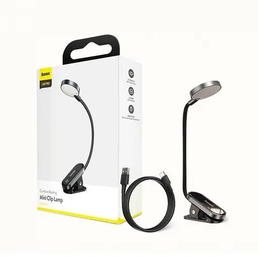 Міні лампа-прищіпка Baseus з акумулятором Comfort Mini Clip Lamp 350 мА·ч 3 режими Гнучкість 360° Чорний - фото 2