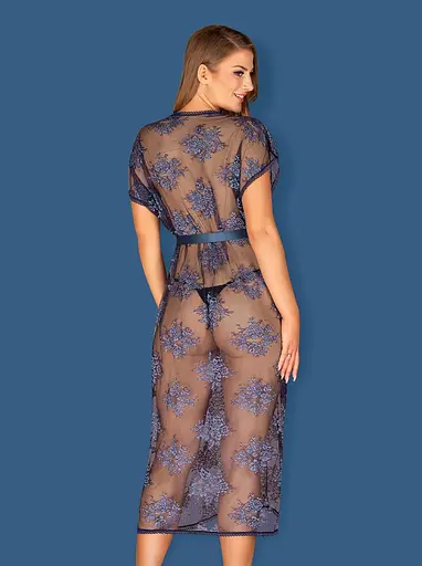 Пеньюар Obsessive Flowlace L/XL синій - фото 3