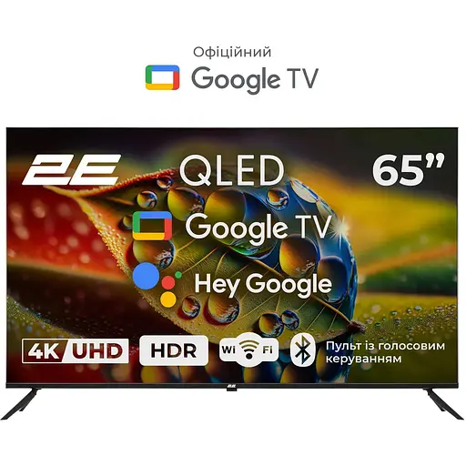 2E Телевізор 65" QLED 4K 60Hz Smart Google TV Black