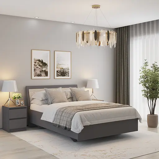 Ліжко двоспальне MebelStar Б'янка 140x200 см Антрацит/Аляска сірий (MBS-1436)