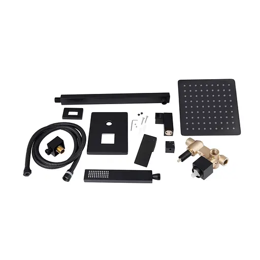 Душевая система скрытого монтажа Qtap Aquarius на два потребителя QTAQA64103NGB Black Matt, Черный матовый - фото 7