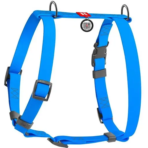 Шлея для собак Waudog Waterproof водостійка анатомічна Н-подібна з QR-паспортом, пластикова пряжка-фастекс, XL