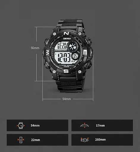 Чоловічий наручний кварцовий годинник Skmei 1887 (Чорний з білим циферблатом) - фото 5