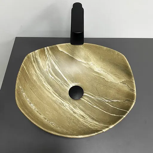 Умивальник VBI Ronta коричневий камінь матовий накладний VBI-017303, Мармур - фото 4