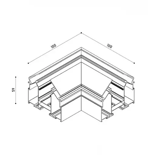 Соединение угловое (потолок-потолок) для магнитного трека под гарпун для натяжного потолка KLOODI KDMG-HARPOON ZM 90 WH - фото 2
