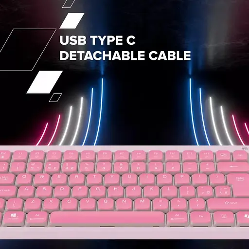 Клавіатура Canyon Keyboard OnType 10 Low Profile EN Wired Pink (CNS-HKB10P) - фото 7