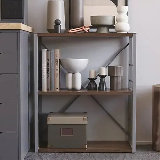 Этажерка 3/60 Ferrum-decor Серии Коннект 73x60x28 серый ДСП Дуб Сонома Трюфель 16мм (FRD-104270)