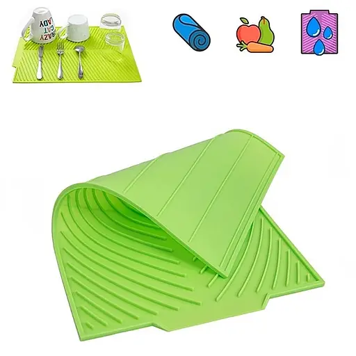 Силіконовий килимок для сушіння посуду зі зливом підставка-килимок для мокрого посуду 42х33 см Сірий 88192 - фото 8