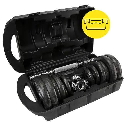 Гантелі металеві Cornix 2 x 10 кг набірні, в кейсі Black XR-0441 - фото 9