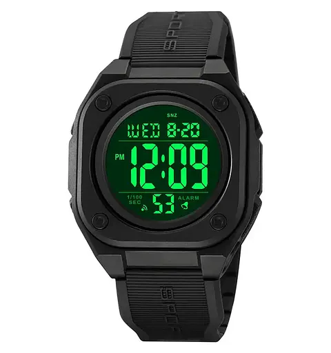 Годинник чоловічий наручний спортивний Skmei 2160 (Чорний з чорним циферблатом) - фото 3