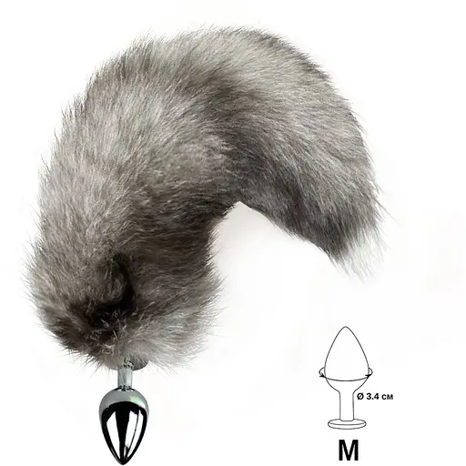 Металева анальна пробка Art of Sex з хвостом із натурального хутра Size M Artctic fox - фото 2