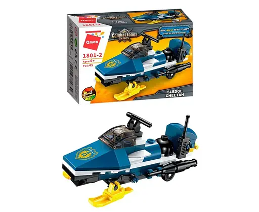 Конструктор Qman 1801-1-8 поліція, транспорт, 45-49 деталей Снігохід