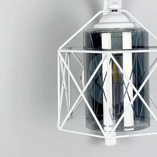 Металлическое бра в стиле Лофт в белом корпусе 28х17 см с плафоном Line F Арт. 8180/1W WT+GR - фото 3