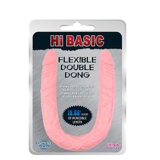 Двосторонній фалоімітатор Hi Basic Flexible Double Dong 50.5 см рожевий - фото 2