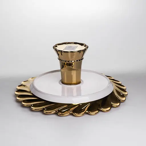 Тортовница фарфоровая на ножке Yiwu Tiffany 30х30х12 см круглая подставка для торта капкейков пирожных десертов праздничная посуда ML2048 - фото 3