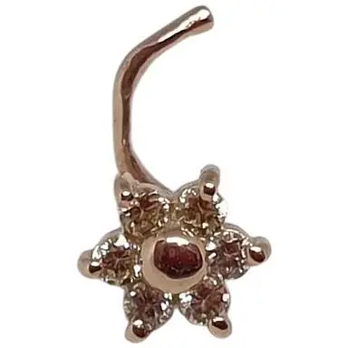 Золотая серьга-пирсинг в нос Dear с фианитами. 1040.8