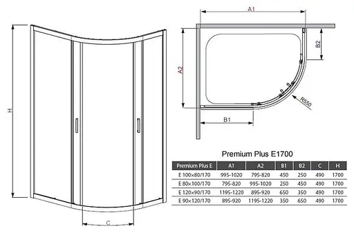 Душевая кабина Radaway Premium Plus E 100x80x170 стекло графит 30481-01-05N - фото 4
