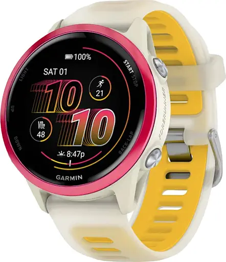 Смарт-годинник Garmin Forerunner 570 42mm Raspberry Aluminum w. Translucent Bone/Mango Band (010-02970-02)