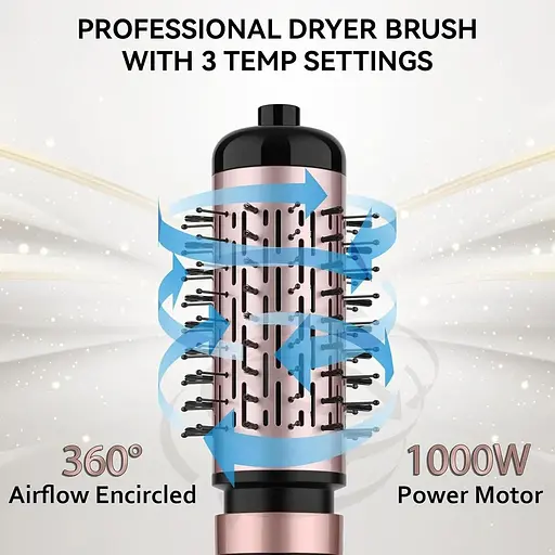 Щітка для сушіння волосся ANWA потужністю 1000 Вт 3 в 1 зі знімними щітками - фото 2