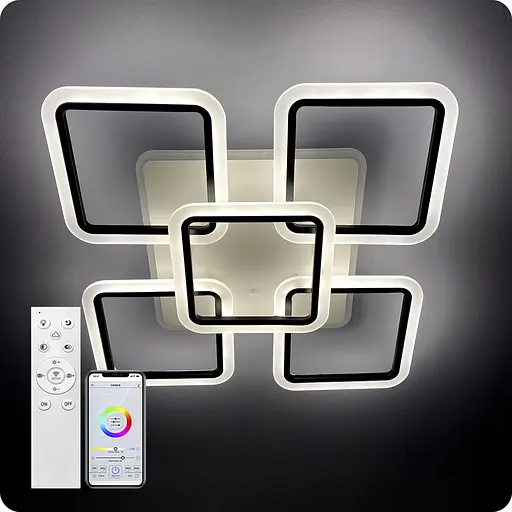 Люстра світлодіодна 517 Light 3color з пультом 150Вт Чорний (01236) - фото 1