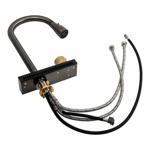 Змішувач для кухні з висувним виливом Platinum Водоспад ZS85 графіт - фото 2