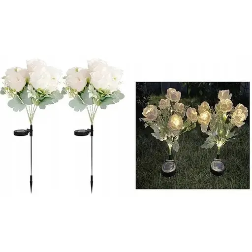 Світильники Sun Lamp садові на сонячній батареї квіти троянди білі 2 шт