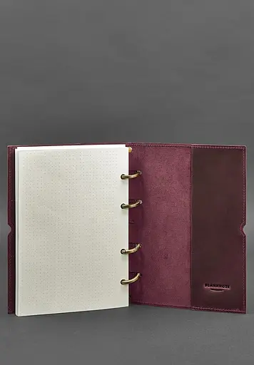 Шкіряний блокнот А5 на кільцях (софт-бук) 9.0 в м'якій бордовій обкладинці - фото 5