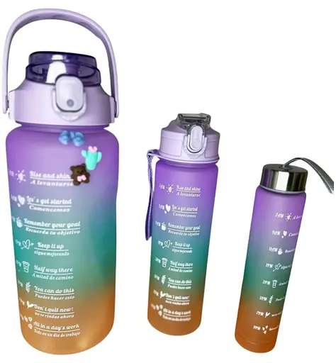 Набор силиконовых фитнес бутылок Beautiful Sport 3в1 500 мл, 900 мл, 2000 мл спортивные фляги - фото 1