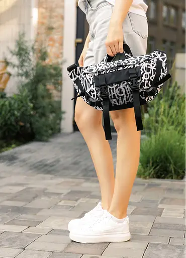 Большая женская поясная сумка бананка Sambag DynamicDart принт "Graphity" 38×21×7 см (80411715) - фото 7