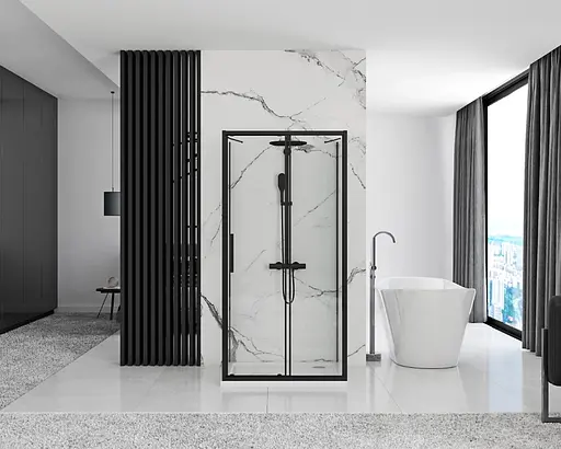 Душевая кабина Rea Rapid Slide 110x100 black пристенная REA -KPL-09879, Черный матовый, Универсальная, прозрачная - фото 3