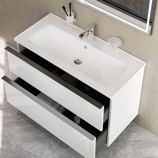 Тумба з умивальником AM.PM X-Joy S підвісна 100 см 2 ящики білий MTA-FHX1002WG-WCC1002WG Білий - фото 8