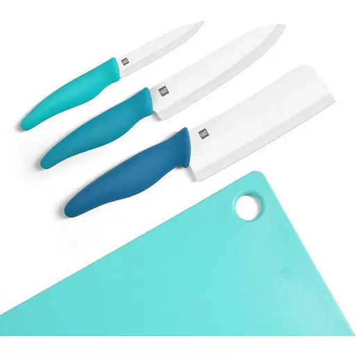 Комплект 3 ножі та дошка Huo Hou Ceramic Knife Cutting Board Set  - фото 2