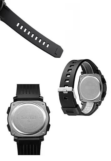 Мужские спортивные наручные часы Skmei 1853 (Черные с белым циферблатом) - фото 9