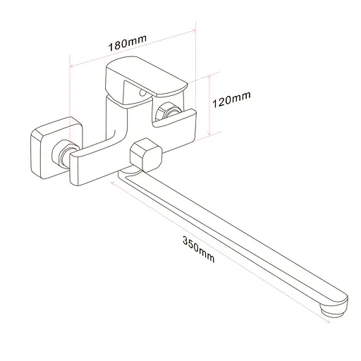 Змішувач для ванни Globus Lux ALFA GLAL-0208N латунний з виливом 350мм для душу та сантехніки - фото 2