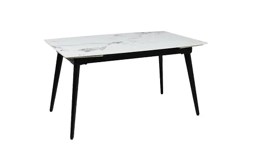 Стіл Prestol Люкс білий глянець 1400/2000х900х760 чорні ноги