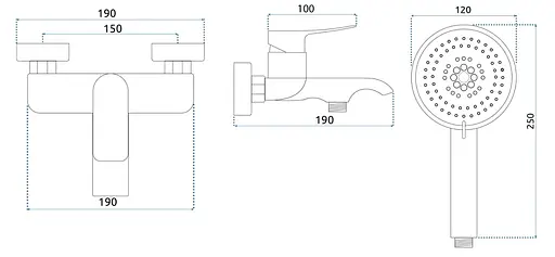 Смеситель для ванны Rea Dart хром настенный с изливом REA-B3301 Хром - фото 5