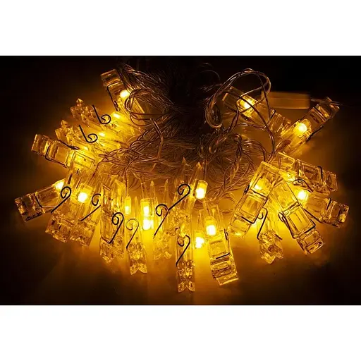 Фигурки Brille 1698-105 Прищепки 20 LED переходник 7 м белый теплый 