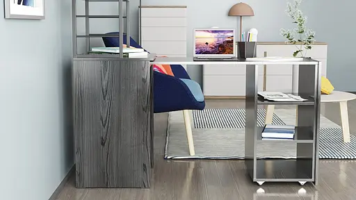 Стол-тумба трансформер Смарт 4/1 с этажеркой Ferrum-decor 1430x1450x500 Черный металл ДСП Сосна Кембра 16 мм (FRD-105125) - фото 12