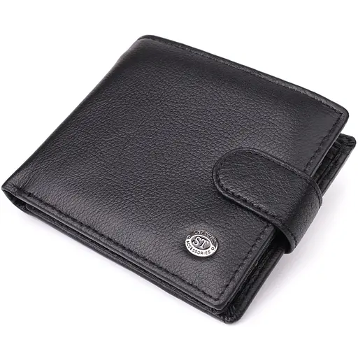 Классический мужской кошелек горизонтальный из натуральной кожи ST Leather 11.5х9.5х3 см acs0029626 - фото 1