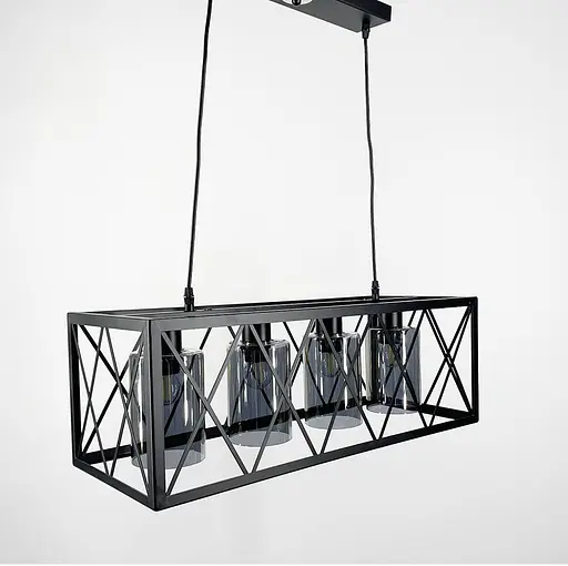 Підвісна люстра в металевому корпусі з плафонами Line.F Колір плафона Янтарний - фото 5