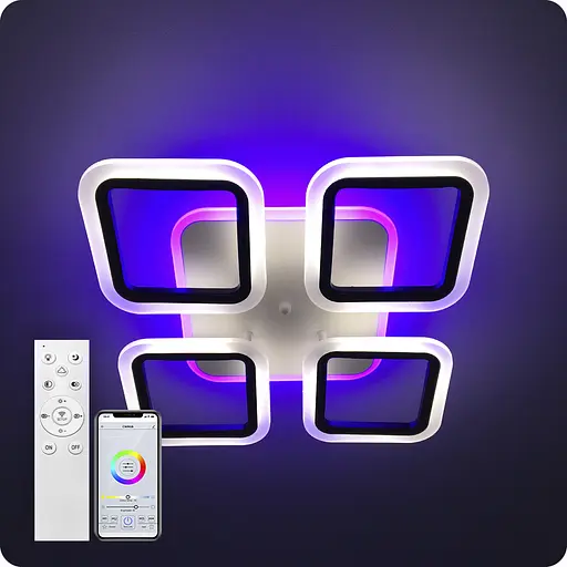 Люстра светодиодная 517 Light 3color с пультом 72Вт Черный (01372) - фото 6