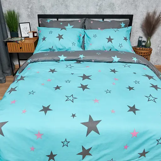 Комплект постільної білизни Moon&Star Бязь Gold Люкс Starry Skies King Size 220x240 наволочки 4х70х70 - фото 6