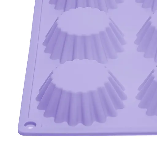 Форма силіконова на планшеті для випікання кексів та мафінів на 12 комірок 28x21.5 см, Kitchen Master Бузковий 86877 - фото 6