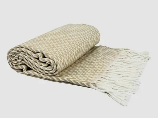 Плед бавовняний Vladi Валенсія Антоніо 140х200 біло-світло-бежевий (102731) - фото 1