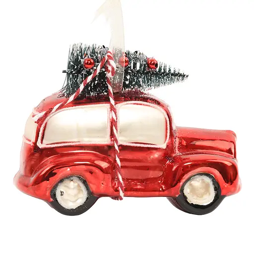Елочное украшение "Красная машинка с елкой" 7,3*12,1*9,8 см, YQ1405204 - фото 2