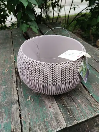 Подвесной горшок с кашпо для цветов Keter 9.4 л Cozies M с цепочкой фиолетовый - фото 3