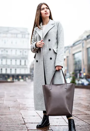 Шкіряна жіноча сумка шоппер D.D. темно-бежева - фото 8