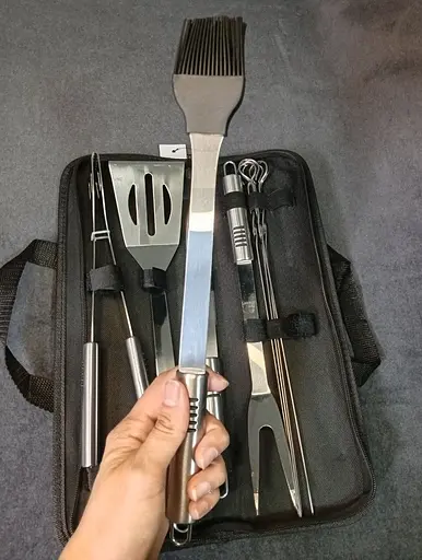 Набор для гриля и барбекю: 6 аксессуаров - Для любителей BBQ - из нержавеющей стали с ножом 4 шампурами 2304 - фото 5